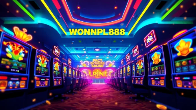 WONPLAY919 slot gaming excitement with vibrant reels and casino ambiance.