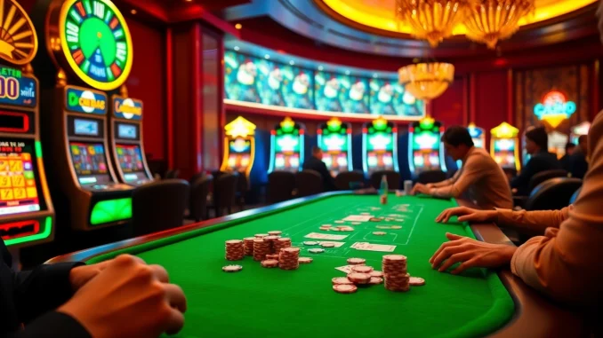 Experience thrilling gaming moments at lc88.my with vibrant casino tables and colorful sloths.