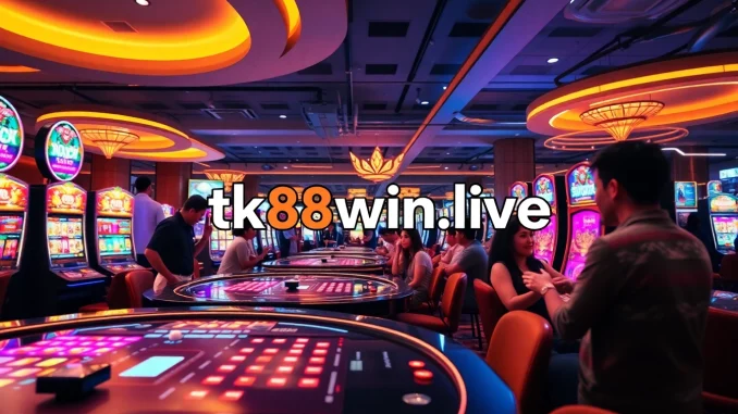 Engaging image of diverse players at tk88win.live casino gaming tables, featuring vibrant action and friendly staff.