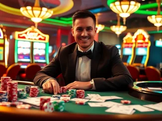 Experience thrilling gameplay at KP88 with exciting casino elements like poker chips and roulette wheels.